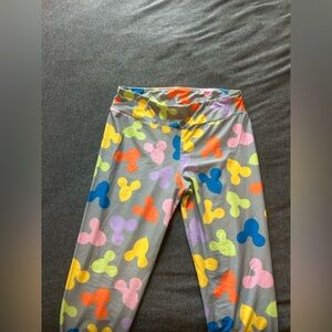Disney Gray Leggings with Bright Multicolor Mickey ballon’s